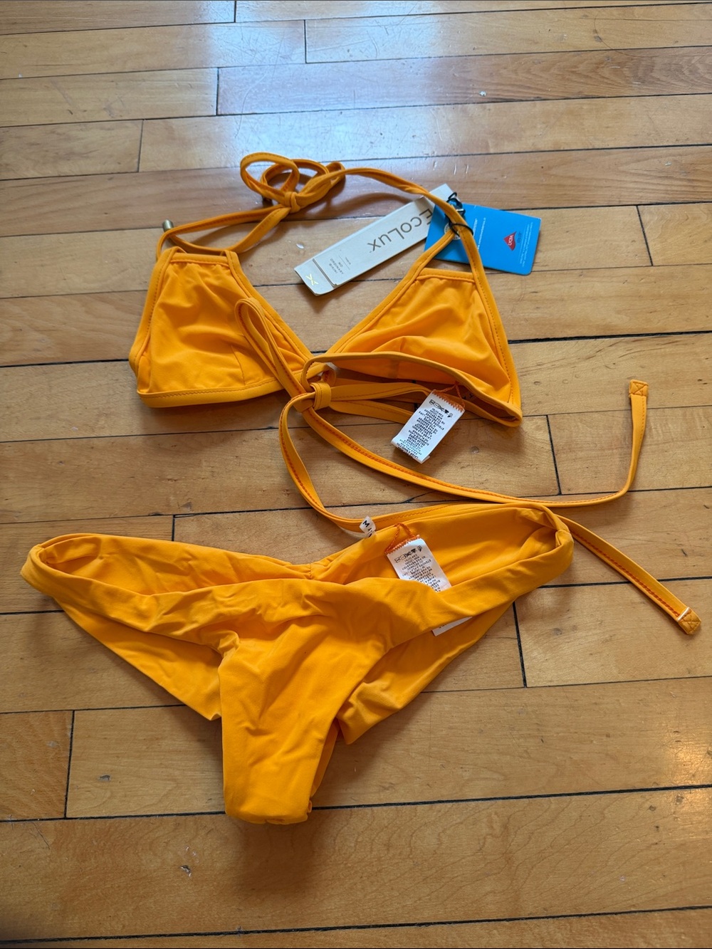 Vitamin A Bright Orange Triangle Bikini Set
